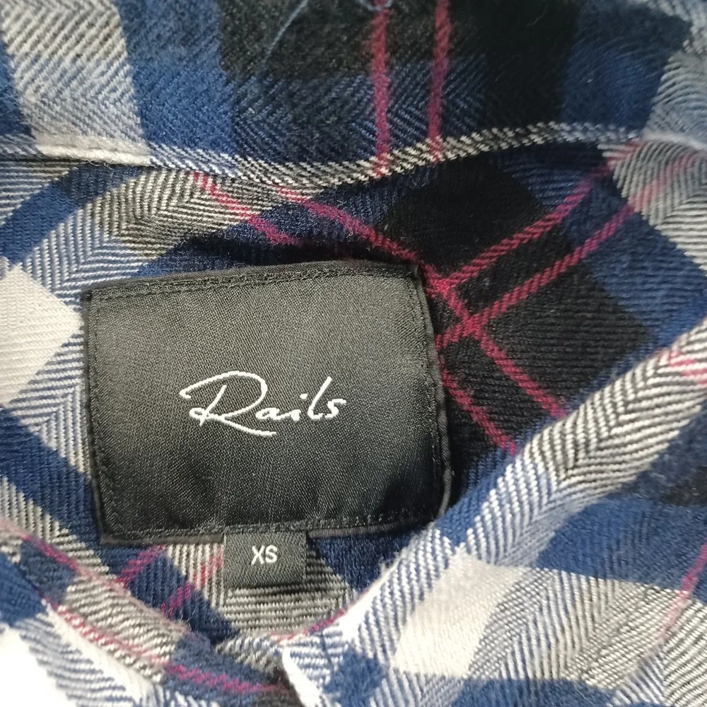 Rails Flannel Shirt Women XS Black Plaid Brushed Surface Soft Lightweight Casual